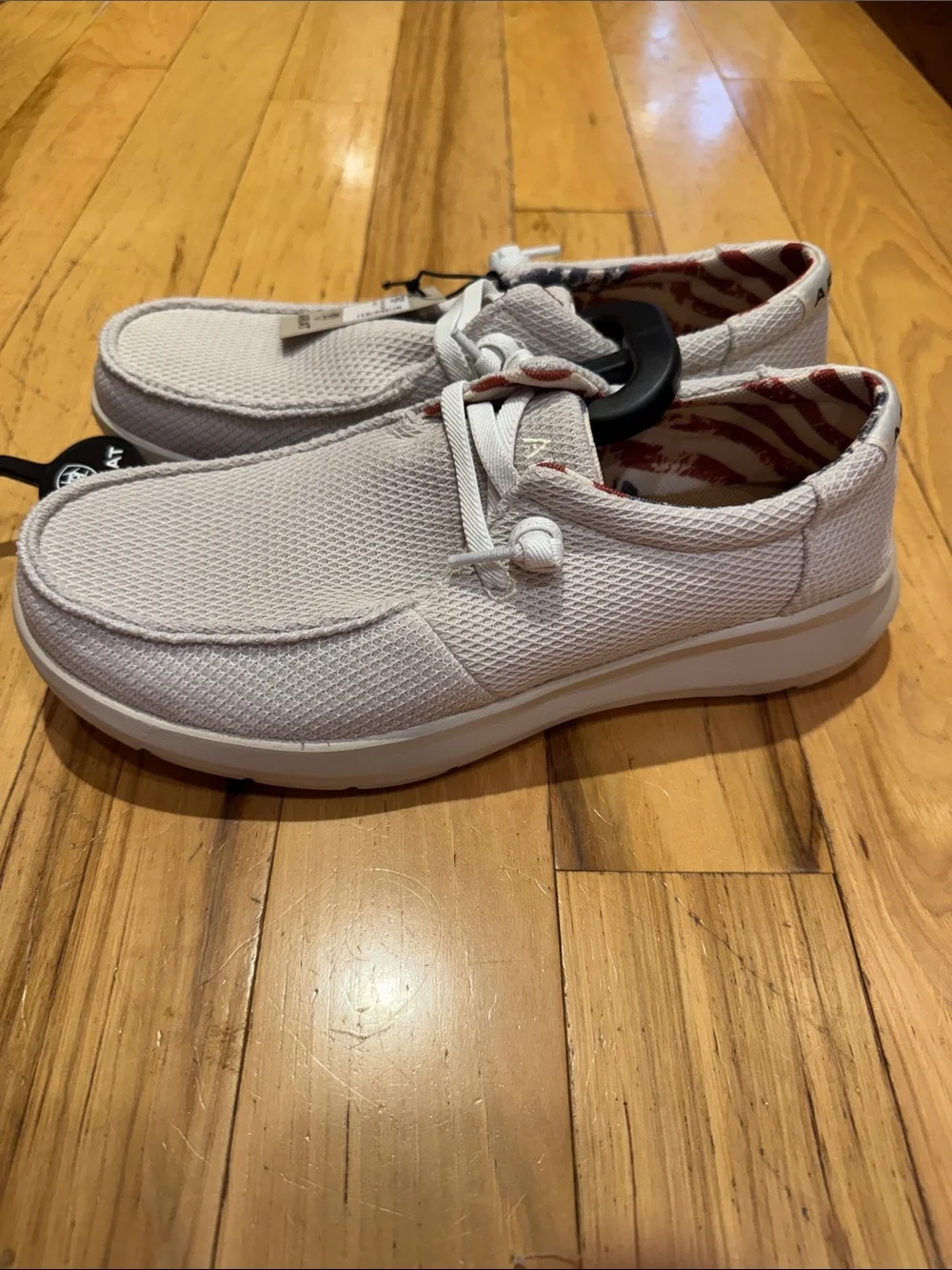 Ariat Cream Knit Slip-On Shoes with Flag Lining